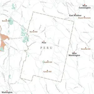 Berkshire Prints: MA Berkshire Peru Vector Road Map