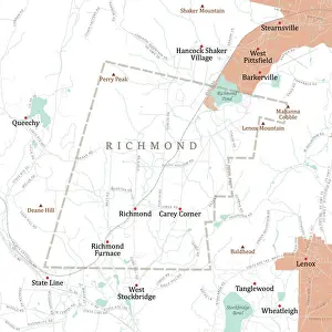 Berkshire Prints: MA Berkshire Richmond Vector Road Map
