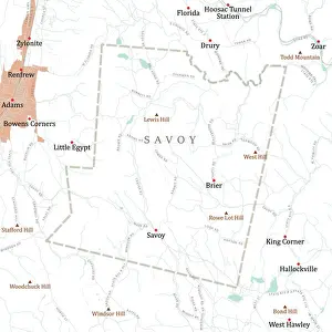 Berkshire Prints: MA Berkshire Savoy Vector Road Map