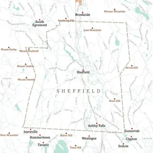 Berkshire Prints: MA Berkshire Sheffield Vector Road Map