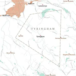 Berkshire Prints: MA Berkshire Tyringham Vector Road Map