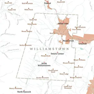 Berkshire Prints: MA Berkshire Williamstown Vector Road Map