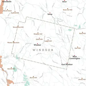 Berkshire Prints: MA Berkshire Windsor Vector Road Map