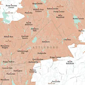 MA Bristol Attleboro Vector Road Map