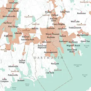 Oxford Prints: MA Bristol Dartmouth Vector Road Map