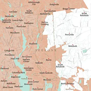 Pawtucket Prints: MA Bristol Seekonk Vector Road Map
