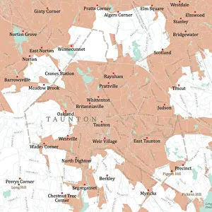 MA Bristol Taunton Vector Road Map