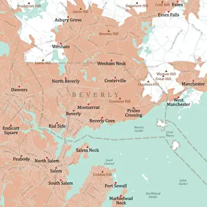 Essex Prints: MA Essex Beverly Vector Road Map