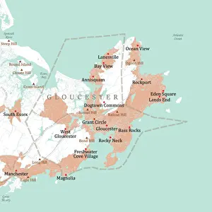 Essex Prints: MA Essex Gloucester Vector Road Map