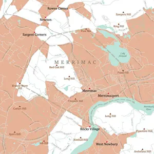Essex Prints: MA Essex Merrimac Vector Road Map