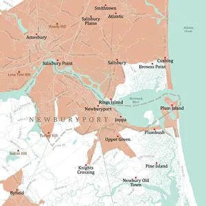 Salisbury Prints: MA Essex Newburyport Vector Road Map