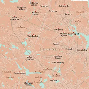 Essex Prints: MA Essex Peabody Vector Road Map