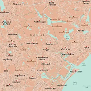 Essex Prints: MA Essex Saugus Vector Road Map