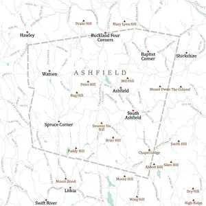 Franklin Prints: MA Franklin Ashfield Vector Road Map