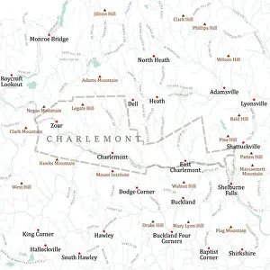 Franklin Prints: MA Franklin Charlemont Vector Road Map