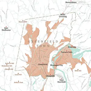 Riverside Prints: MA Franklin Greenfield Town Vector Road Map