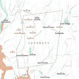 Franklin Prints: MA Franklin Leverett Vector Road Map