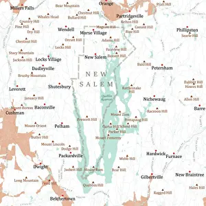 Franklin Prints: MA Franklin New Salem Vector Road Map