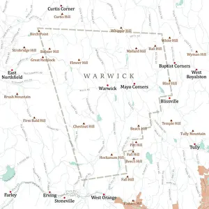 Franklin Prints: MA Franklin Warwick Vector Road Map