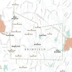 Hampden Prints: MA Hampden Brimfield Vector Road Map