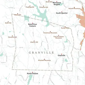 Hampden Prints: MA Hampden Granville Vector Road Map