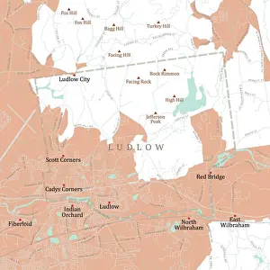 Ludlow Prints: MA Hampden Ludlow Vector Road Map