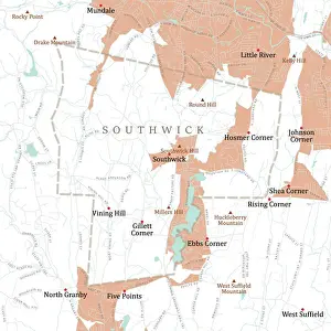 MA Hampden Southwick Vector Road Map