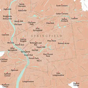 MA Hampden Springfield Vector Road Map