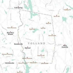 Hampden Prints: MA Hampden Tolland Vector Road Map