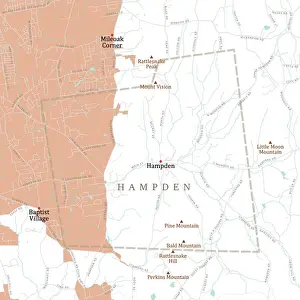 Hampden Prints: MA Hampden Town Vector Road Map