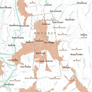 Hampshire Collection: MA Hampshire Amherst Vector Road Map