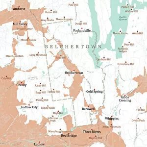 Hampshire Collection: MA Hampshire Belchertown Vector Road Map