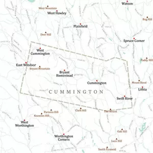 Hampshire Collection: MA Hampshire Cummington Vector Road Map