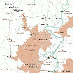 Hampshire Collection: MA Hampshire Northampton Vector Road Map