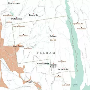 Hampshire Collection: MA Hampshire Pelham Vector Road Map