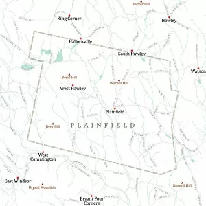 Hampshire Collection: MA Hampshire Plainfield Vector Road Map