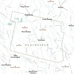 Hampshire Collection: MA Hampshire Plainfield Vector Road Map