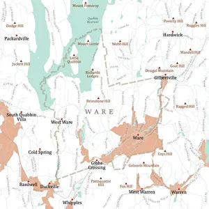 Hampshire Collection: MA Hampshire Ware Vector Road Map