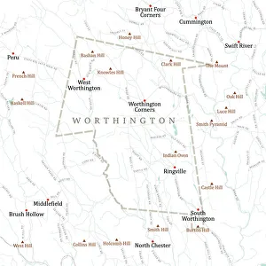 Hampshire Collection: MA Hampshire Worthington Vector Road Map