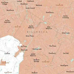 Riverside Prints: MA Middlesex Billerica Vector Road Map