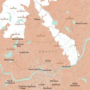 Middlesex Prints: MA Middlesex Dracut Vector Road Map