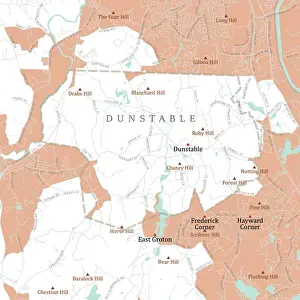 Middlesex Prints: MA Middlesex Dunstable Vector Road Map