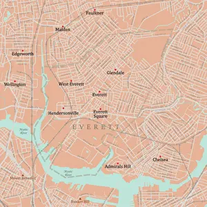 MA Middlesex Everett Vector Road Map