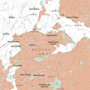 Hudson Prints: MA Middlesex Hudson Vector Road Map