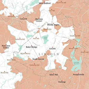 Concord Prints: MA Middlesex Lincoln Vector Road Map