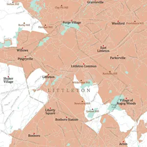 Middlesex Prints: MA Middlesex Littleton Vector Road Map