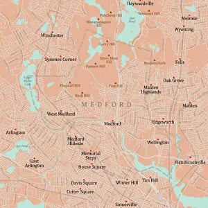 Middlesex Prints: MA Middlesex Medford Vector Road Map