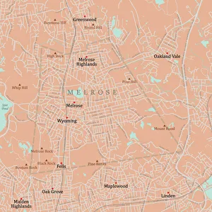 Wyoming Collection: MA Middlesex Melrose Vector Road Map