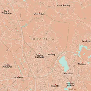 Middlesex Prints: MA Middlesex Reading Vector Road Map