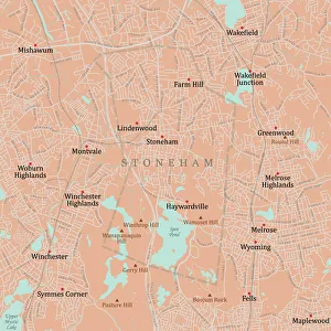 Wyoming Collection: MA Middlesex Stoneham Vector Road Map